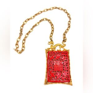 Vintage 1960s  ART Arthur Pepper Gold and Red Dragon Pendant Necklace